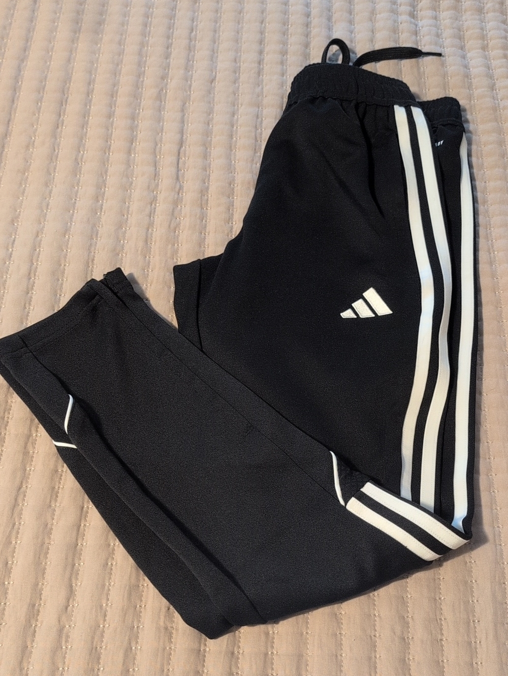 adidas Black Kids Joggers with White Side Stripes